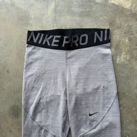 Nike Pro Dri-Fit Leggings Women's M Gray Elastic Waist Pull on Workout Yoga Gym - Picture 2 of 9